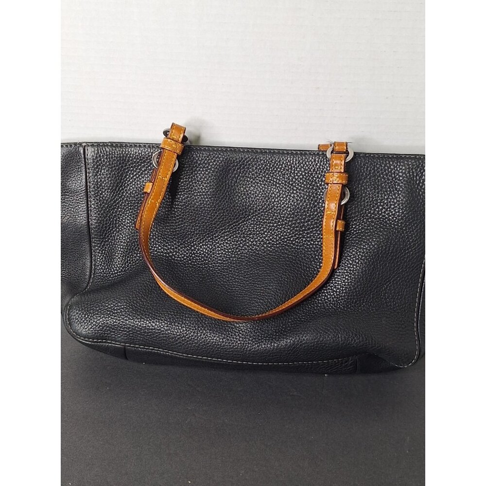 Vtg COACH Chelsea Pebbled Black Leather Handbag Tote C06S-8E97 Mauve Pink Lining - Picture 9 of 12